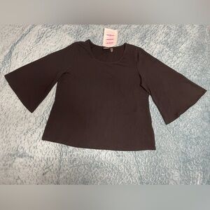 NWT Woman With Control Support Top Size 2XL Black Stretch 3/4 Bell Sleeve